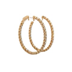 4.48 Carat Round Diamond Hoop Earrings Yellow Gold