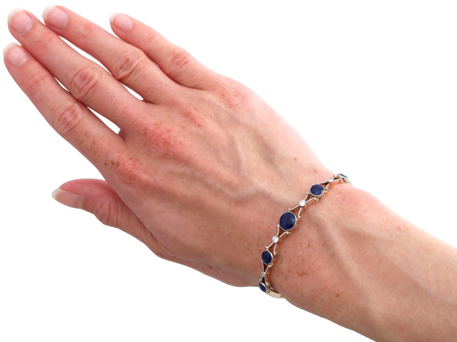 Bracelet en or rose 9k de 4,48 carats de saphir et 0,23 carat de diamant Circa 1910 en vente 5