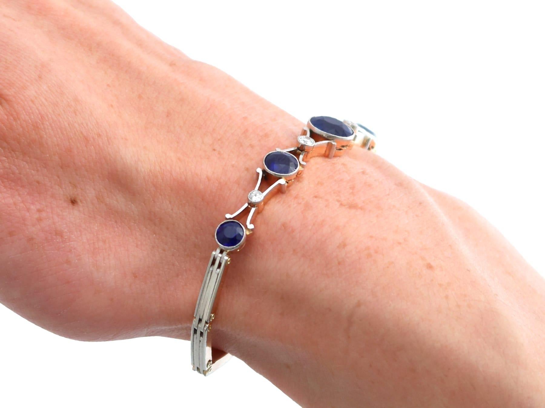 Bracelet en or rose 9k de 4,48 carats de saphir et 0,23 carat de diamant Circa 1910 en vente 6
