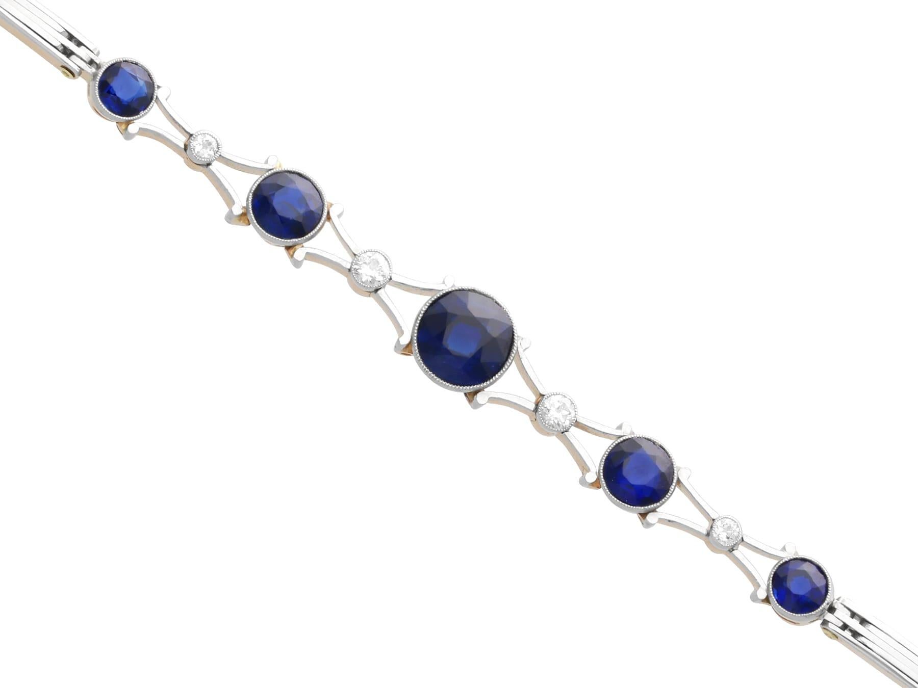 Bracelet en or rose 9k de 4,48 carats de saphir et 0,23 carat de diamant Circa 1910 Unisexe en vente