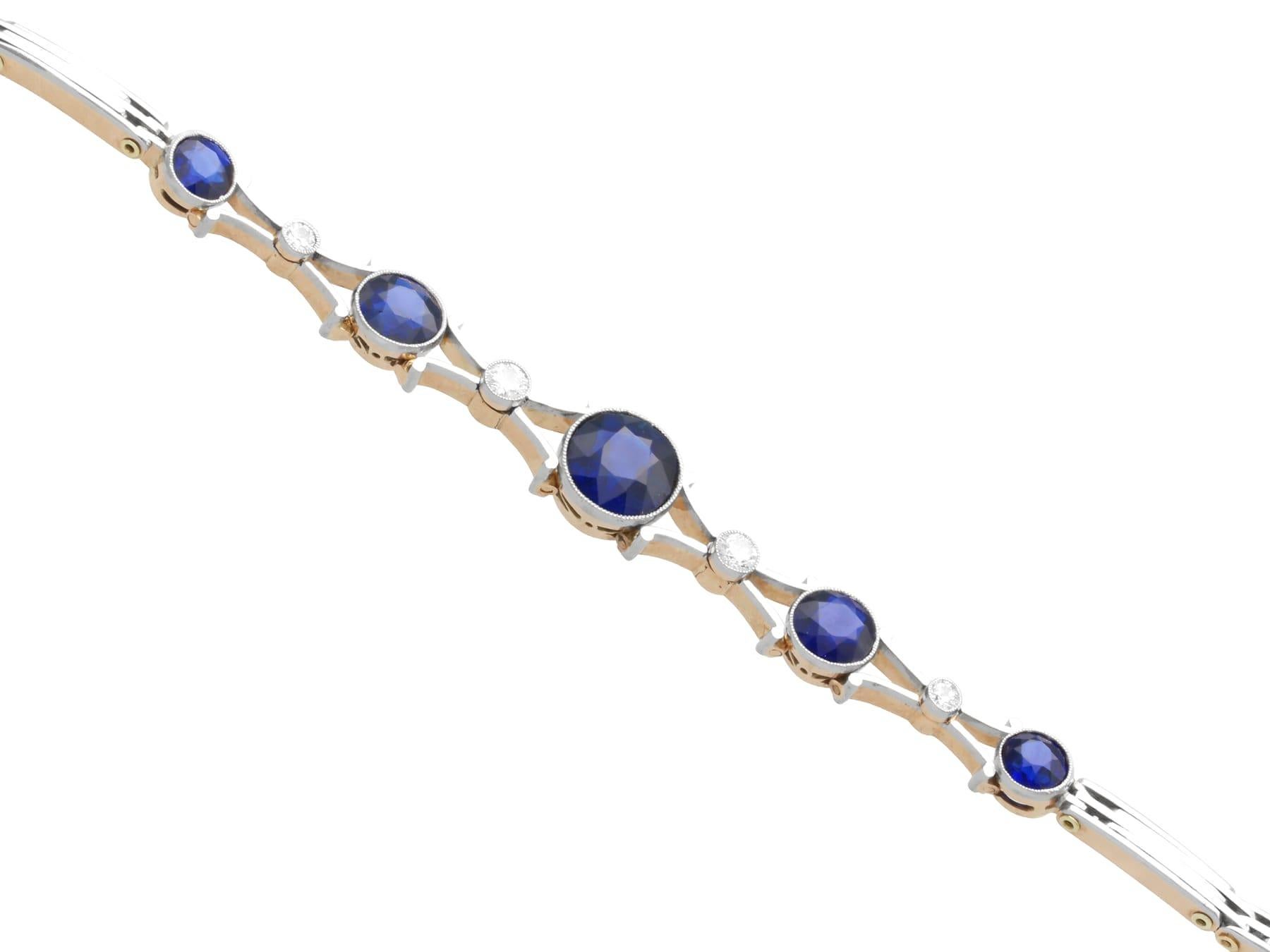 Bracelet en or rose 9k de 4,48 carats de saphir et 0,23 carat de diamant Circa 1910 en vente 1