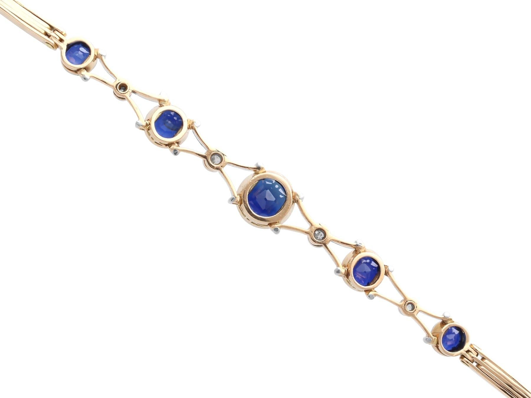 Bracelet en or rose 9k de 4,48 carats de saphir et 0,23 carat de diamant Circa 1910 en vente 2