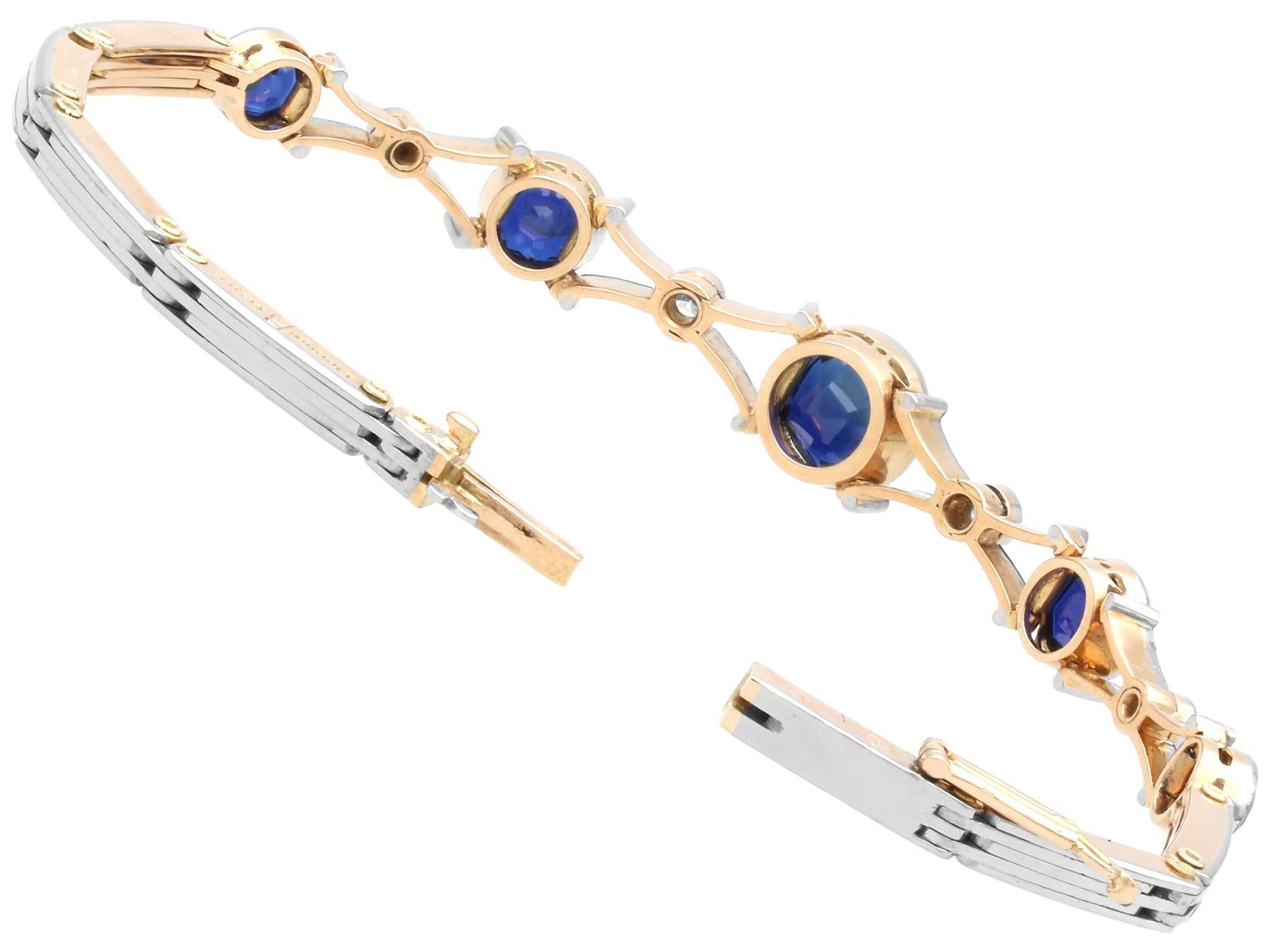 Bracelet en or rose 9k de 4,48 carats de saphir et 0,23 carat de diamant Circa 1910 en vente 3