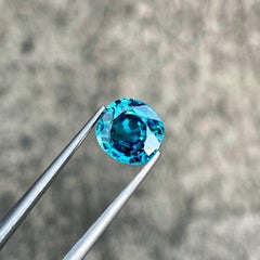 4.48 carats Blue Zircon Stone Cushion Cut Natural Cambodian Gemstone