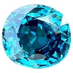 4.48 carats Blue Zircon Stone Cushion Cut Natural Cambodian Gemstone