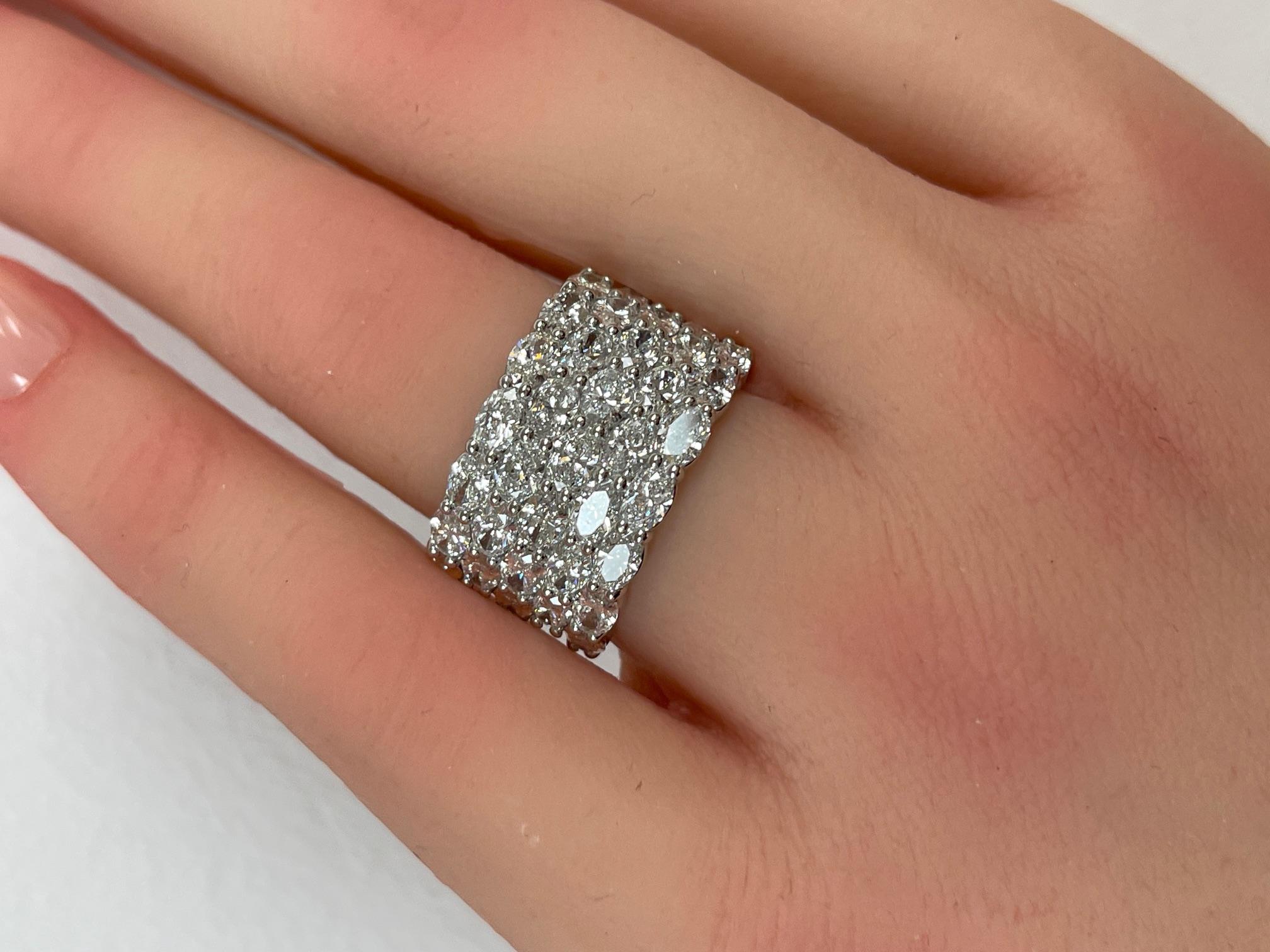 4.48 CT. Oval Cut Diamond Five Row Ring in Platinum For Sale 7