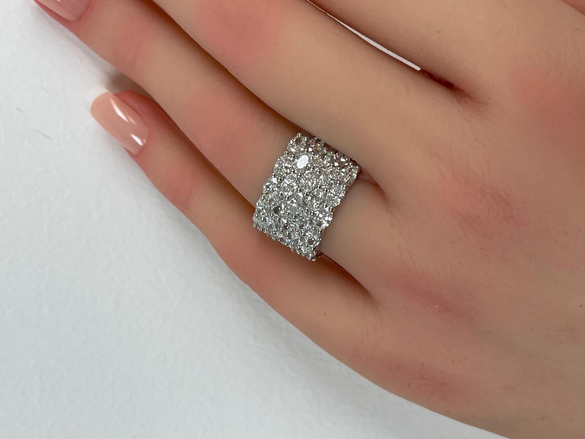 4.48 CT. Oval Cut Diamond Five Row Ring in Platinum For Sale 3
