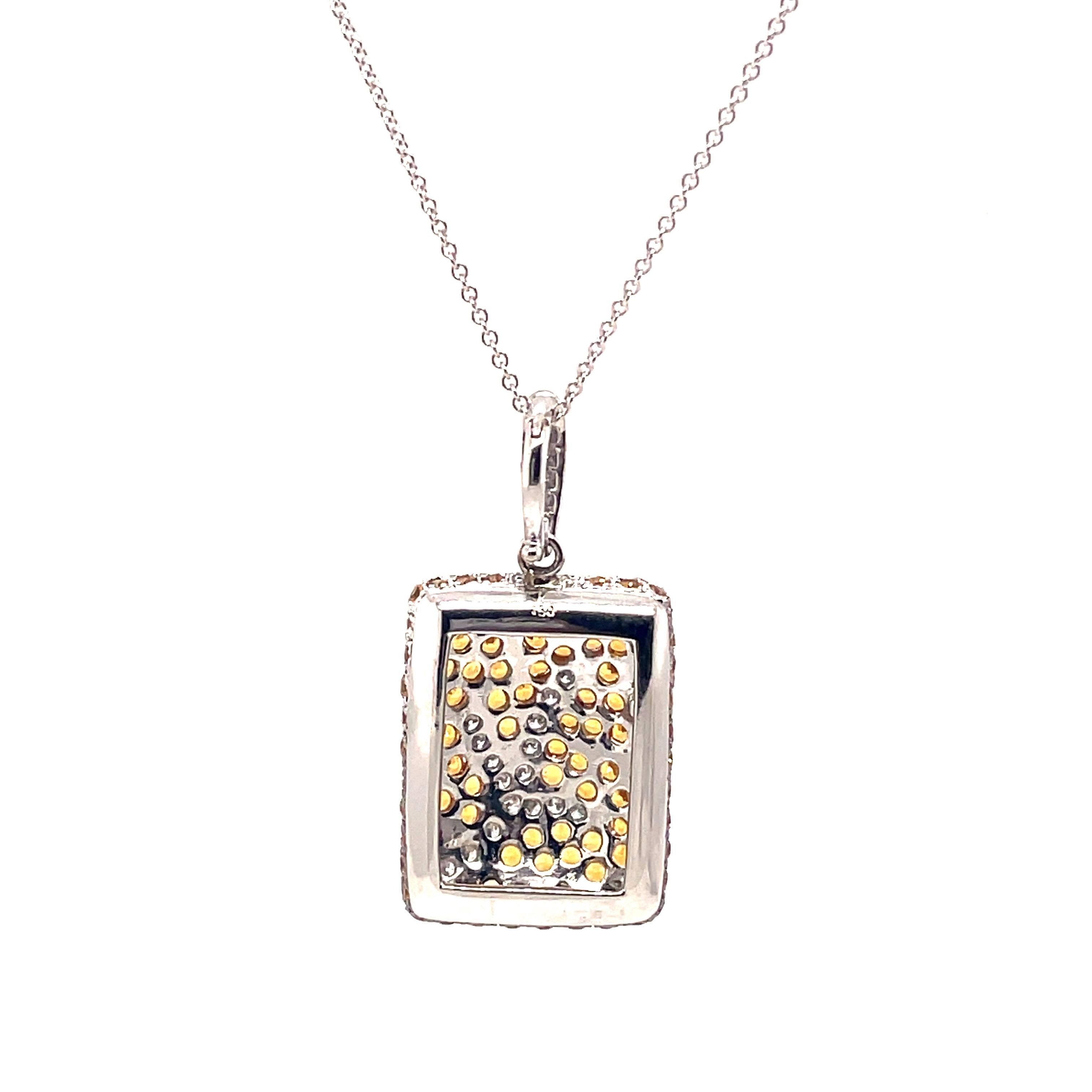 5.28 Yellow Sapphire with Diamond Tree Inspired Pendant Necklace 18k White Gold In New Condition For Sale In BEVERLY HILLS, CA