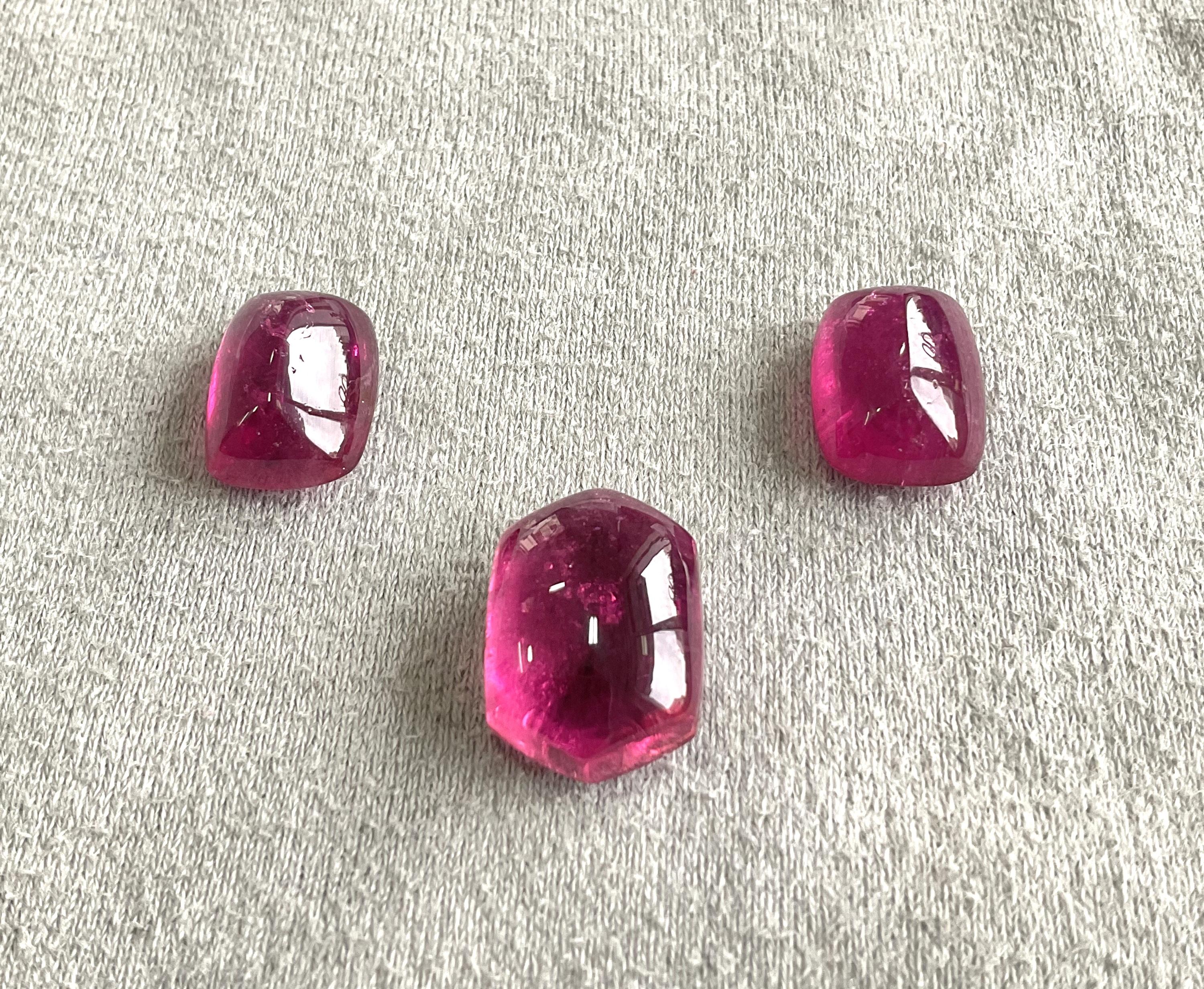 44.85 Carats Rubellite Tourmaline 3 Pieces Top Fine Jewelry Set Natural Gemstone In New Condition For Sale In Jaipur, RJ