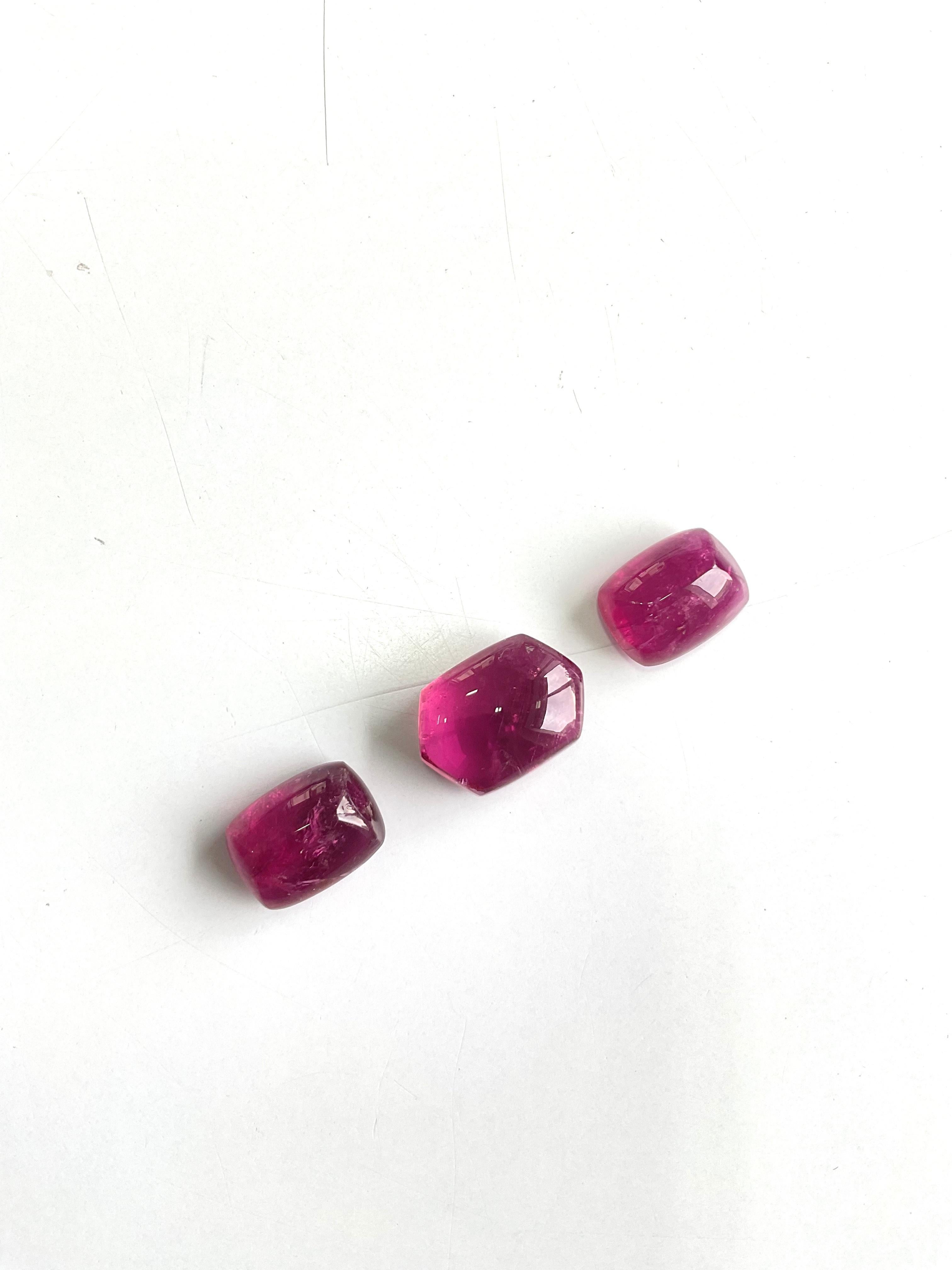 44.85 Carats Rubellite Tourmaline 3 Pieces Top Fine Jewelry Set Natural Gemstone For Sale 1