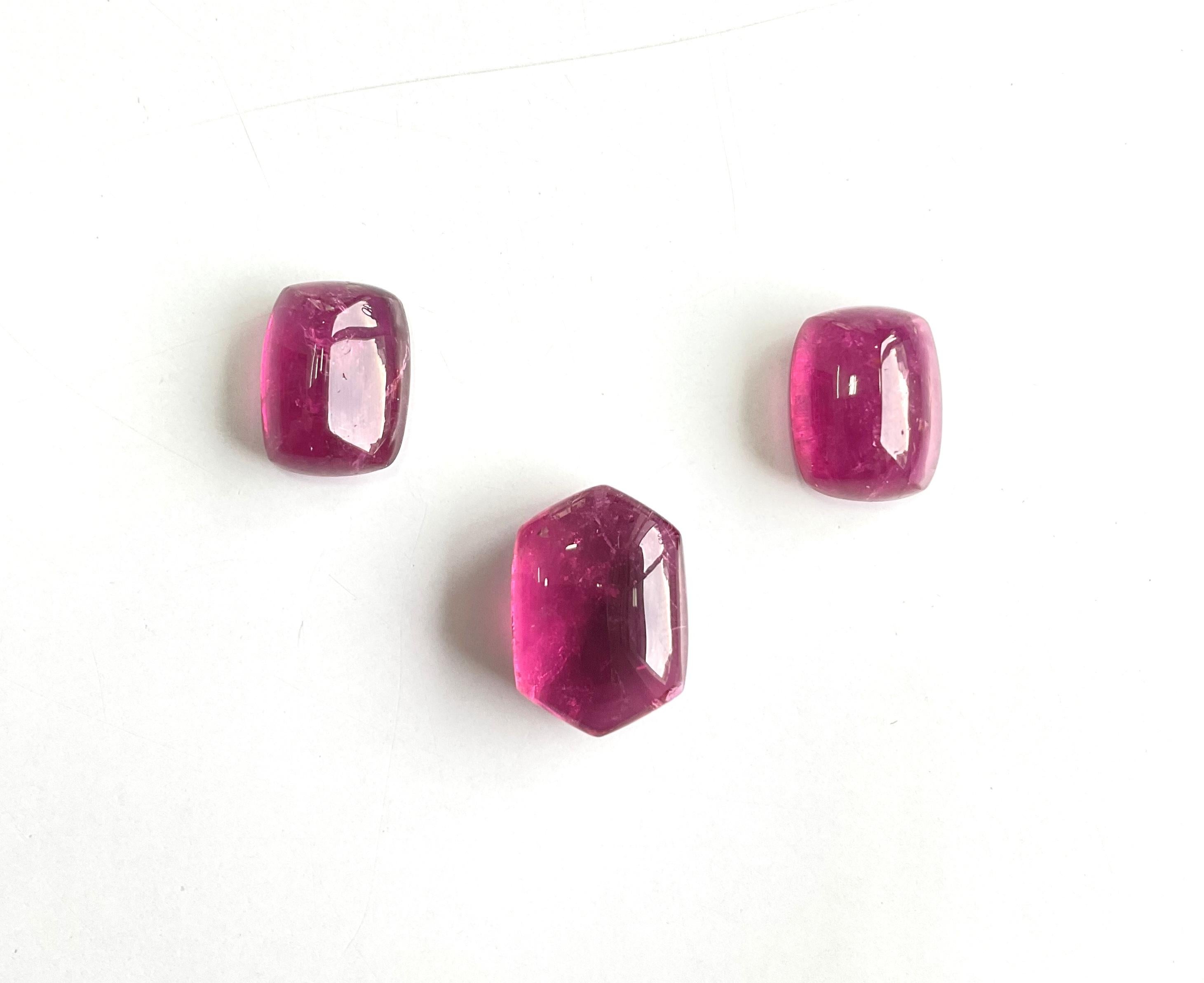 44.85 Carats Rubellite Tourmaline 3 Pieces Top Fine Jewelry Set Natural Gemstone For Sale 2
