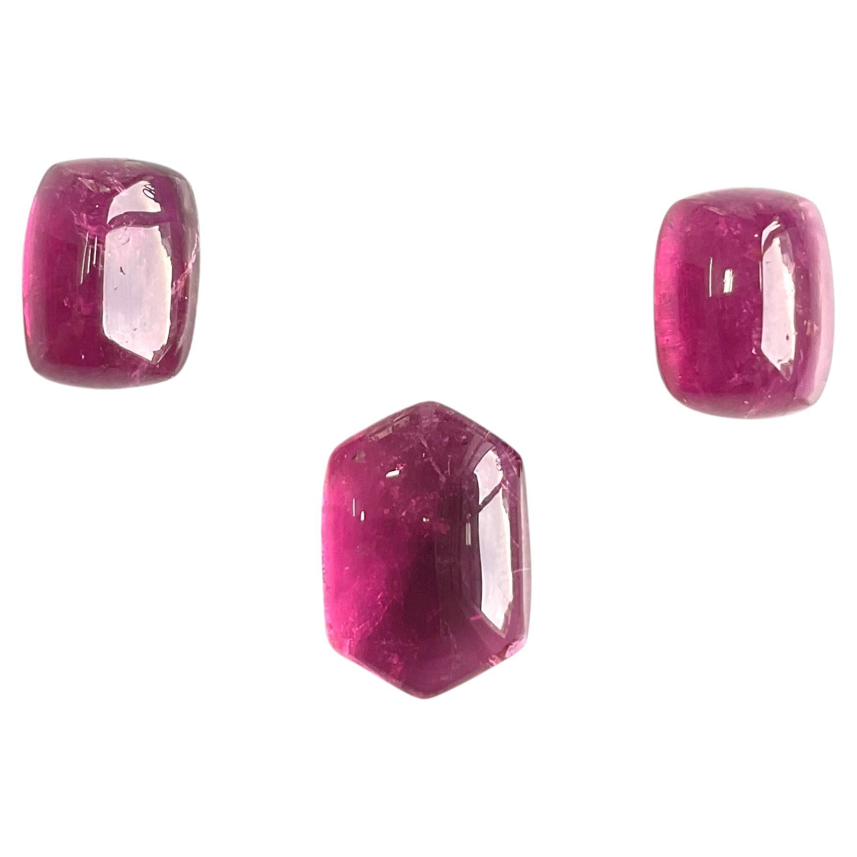 44.85 Carats Rubellite Tourmaline 3 Pieces Top Fine Jewelry Set Natural Gemstone For Sale