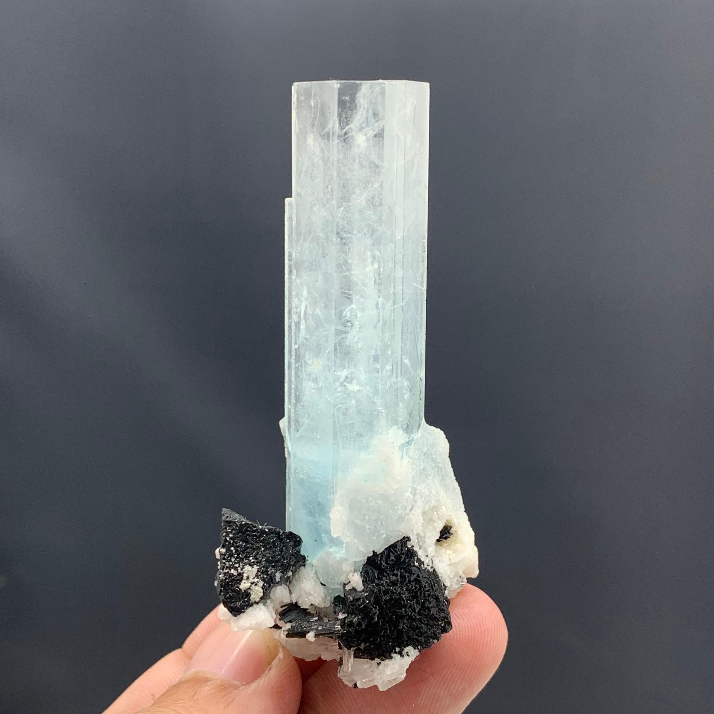 44.85 Gram Glamorous Tourmaline Specimen Attach With Black Schorl From Pakistan For Sale 4