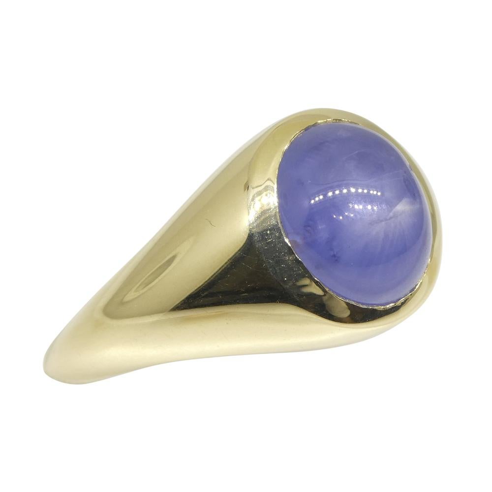 4.48ct Blue Star Sapphire Signet Pinky Ring set in 14k Yellow Gold 3