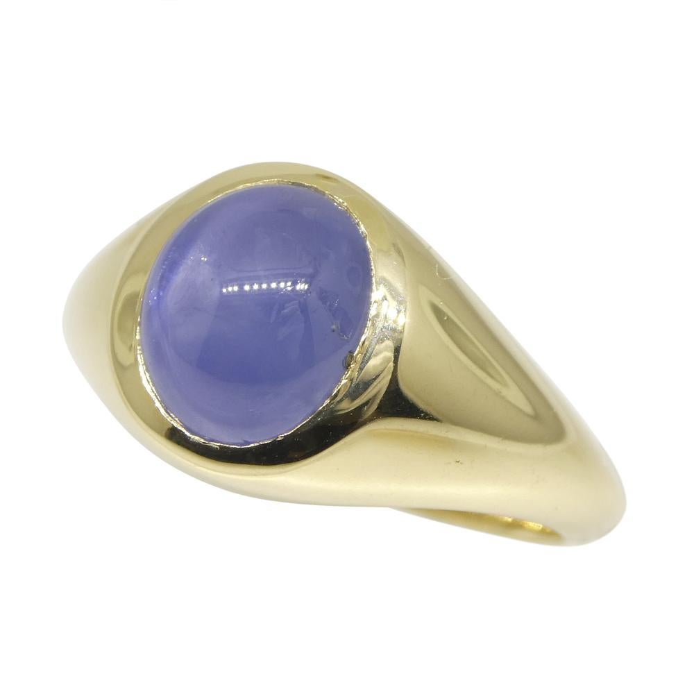 4.48ct Blue Star Sapphire Signet Pinky Ring set in 14k Yellow Gold 4