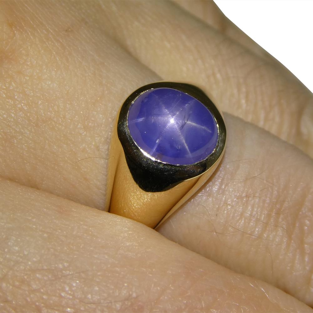 Description:

Gem Type: Star Sapphire
Number of Stones: 1
Weight: 4.48 cts
Measurements: 8.95 x 7.66 mm
Shape: Oval
Cutting Style Crown: Cabochon
Cutting Style Pavilion: Cabochon
Transparency: Semi-Transparent to Translucent
Clarity: N/A
Colour: