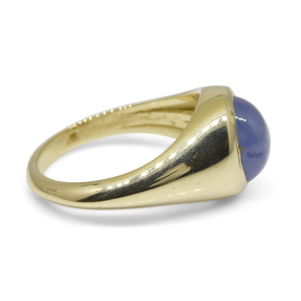 Contemporary 4.48ct Blue Star Sapphire Signet Pinky Ring set in 14k Yellow Gold