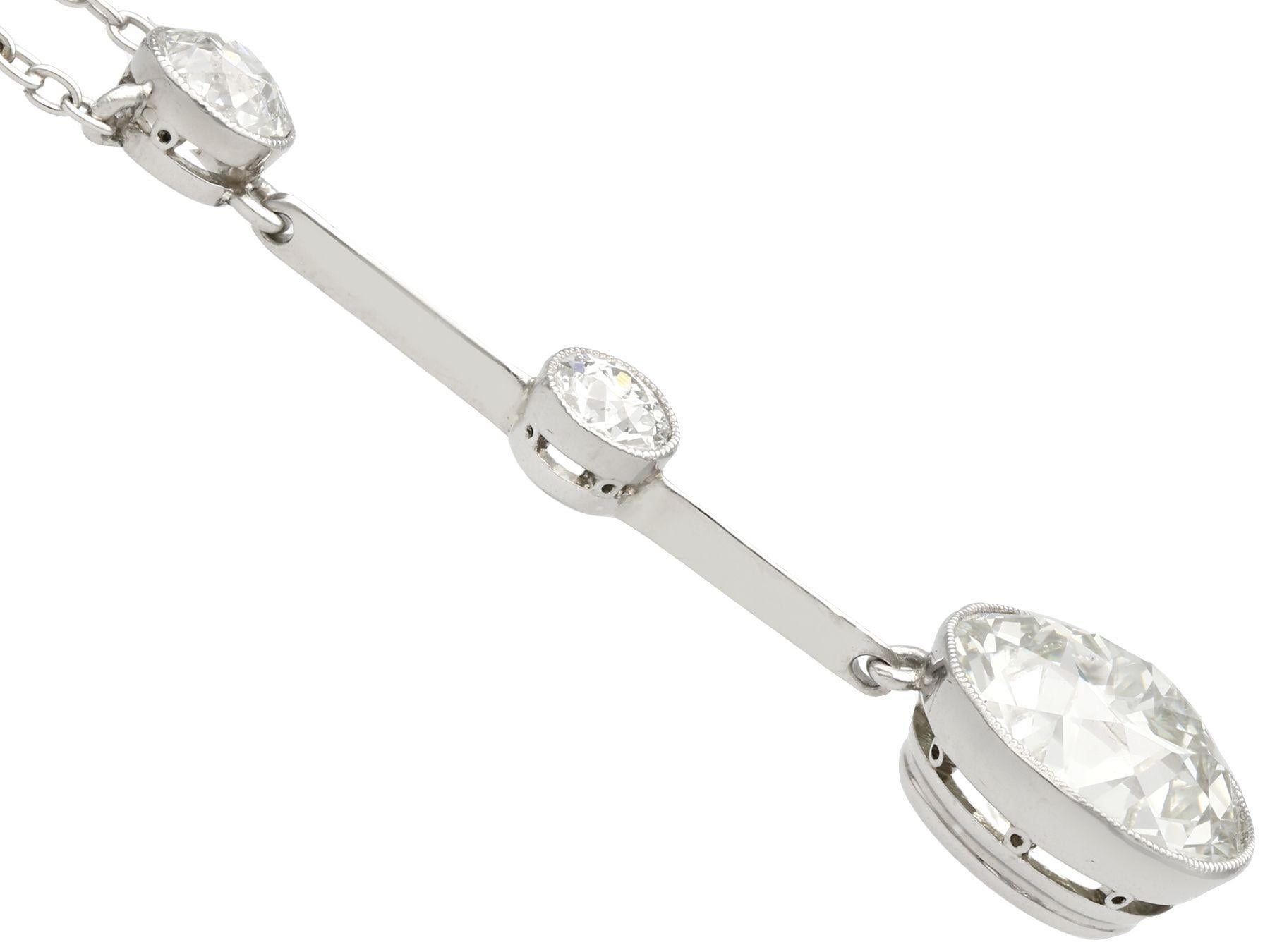 Women's or Men's Antique 4.48 Carat Diamond and Platinum Necklace, circa 1920 For Sale
