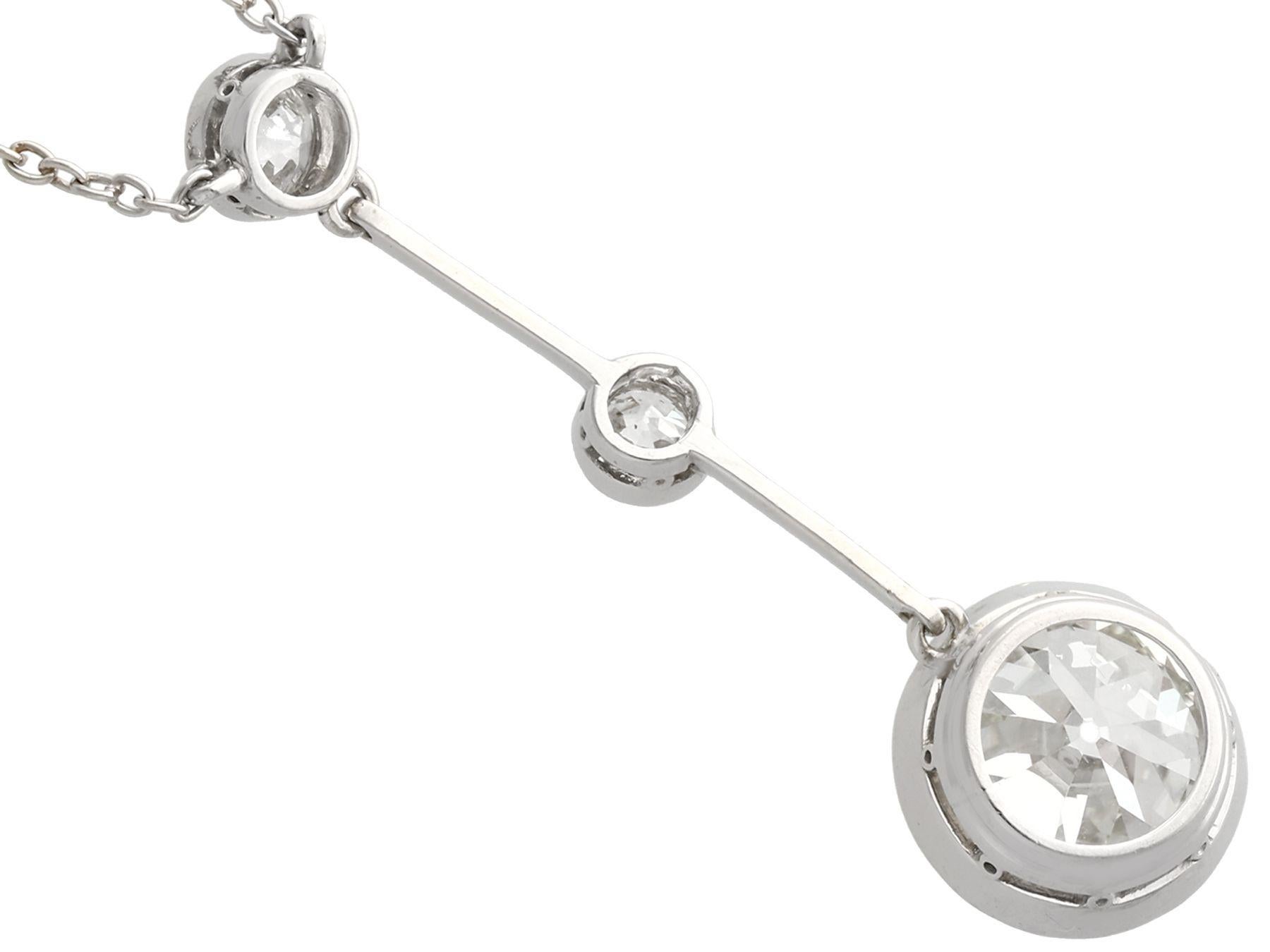 Antique 4.48 Carat Diamond and Platinum Necklace, circa 1920 For Sale 3
