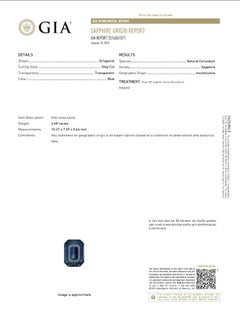 GIA Certified 4.48ct Natural Blue Sapphire, Octagon Cut, Art Deco