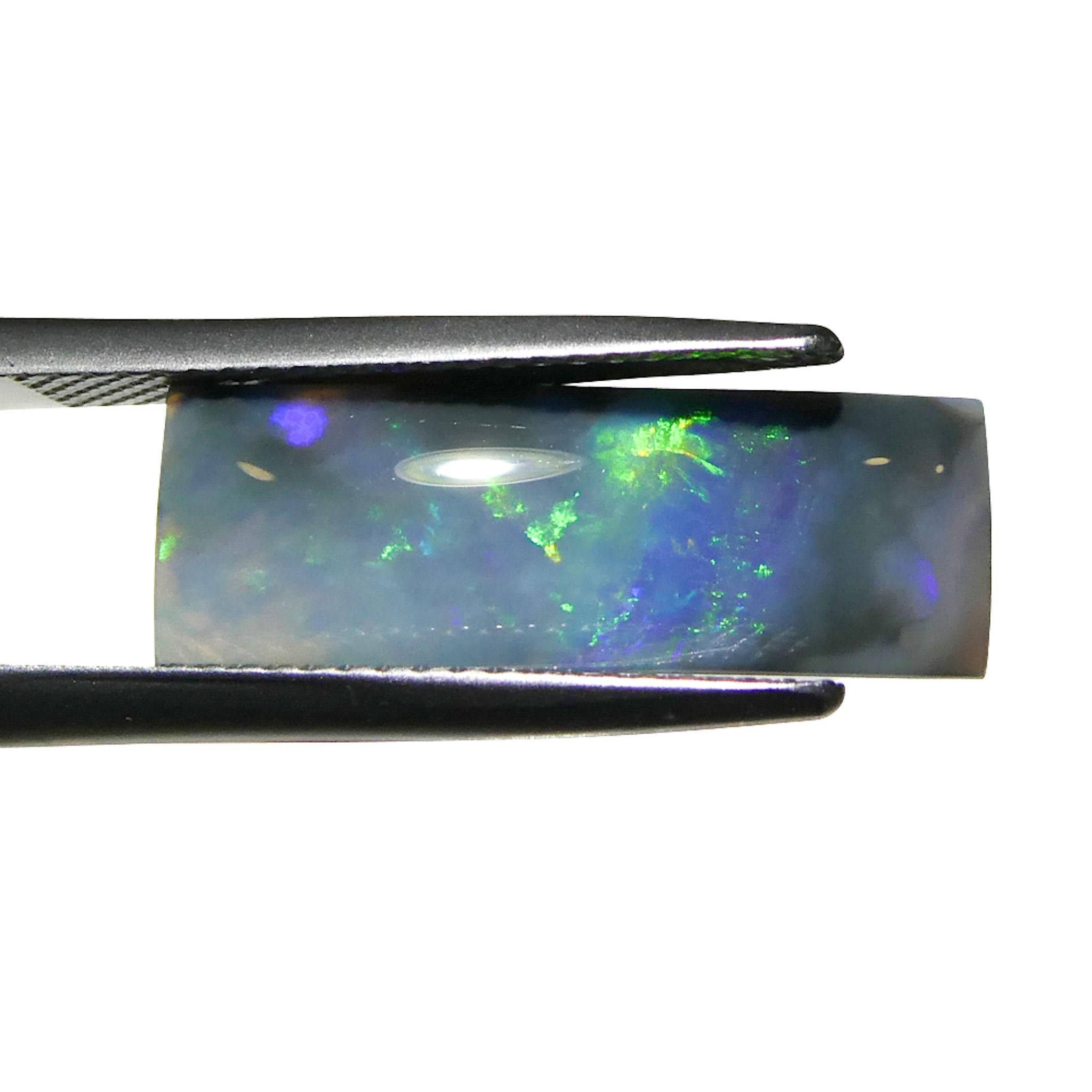 Women's or Men's 4.48ct Rectangular Cabochon Gray Opal from Australia For Sale