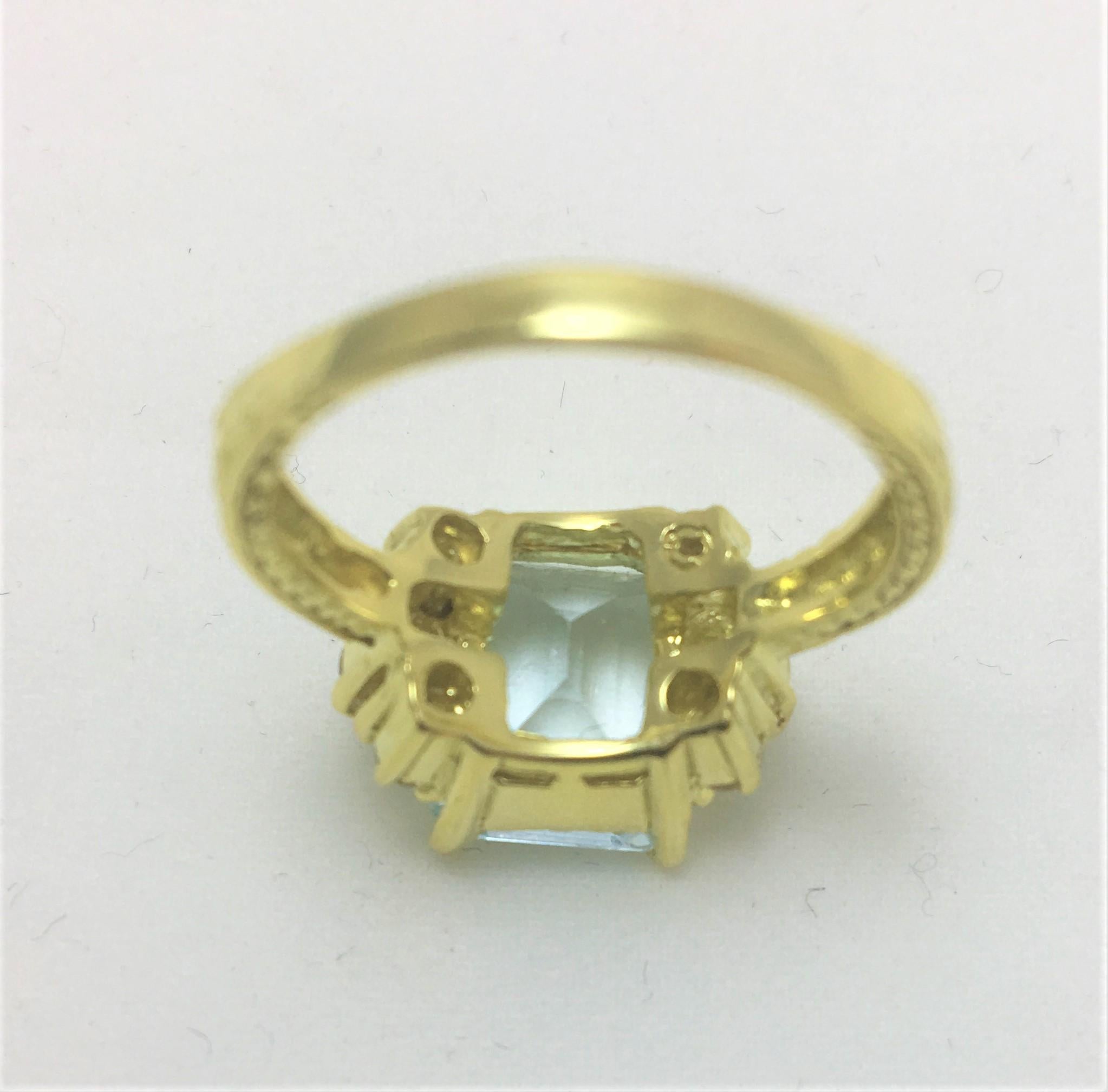Emerald Cut 4.49 Carat Aquamarine and Diamond Statement Ring