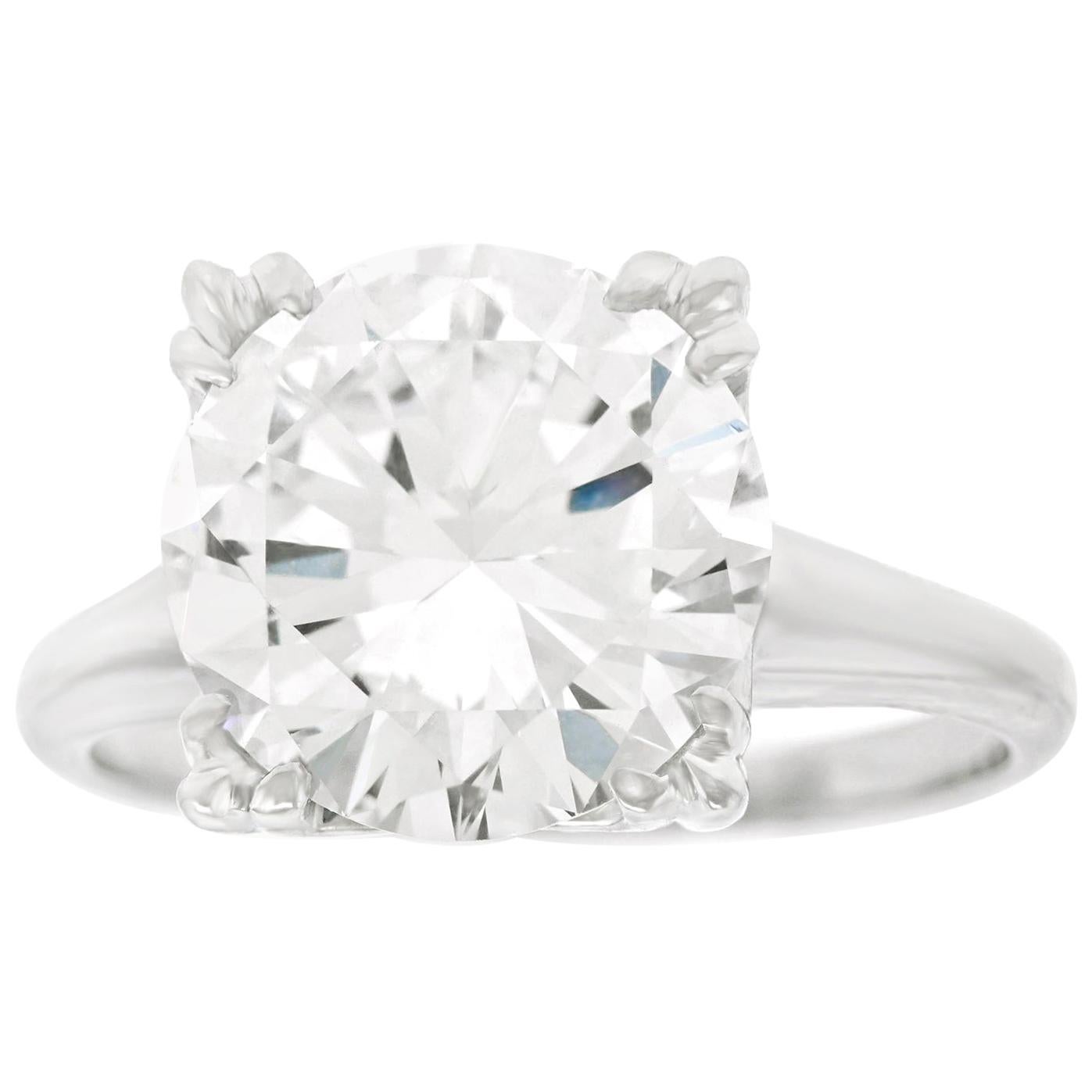 4.49 Carat F SI1 Diamond Engagement Ring Platinum GIA