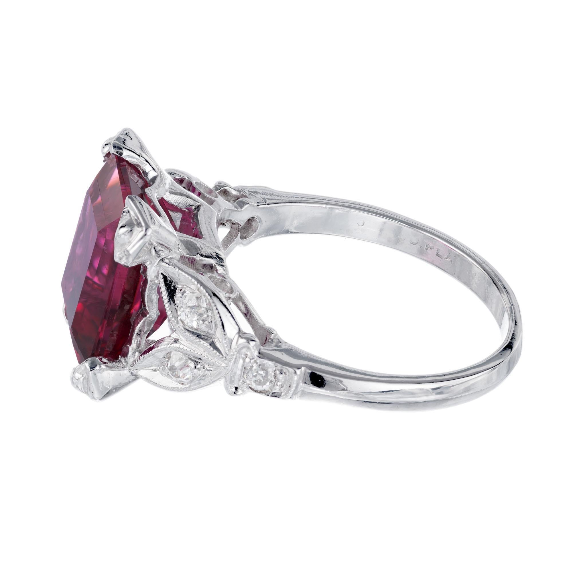 4,49 Karat Roter Rubelit Turmalin Diamant Platin Ring im Zustand „Hervorragend“ im Angebot in Stamford, CT