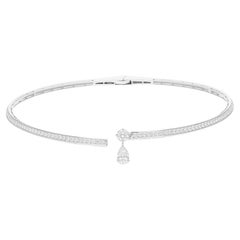 4.49 Carat SI/H Pear Round Diamond Choker Necklace 14 Karat White Gold Jewelry