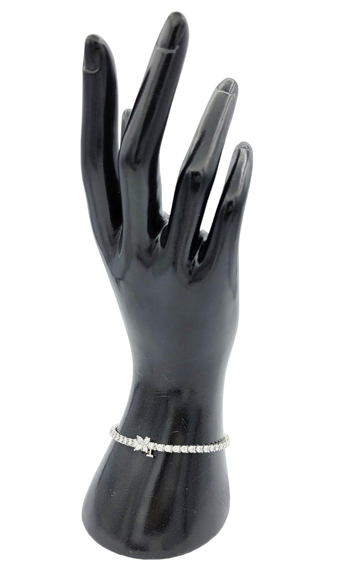 4,49 Karat insgesamt Tiffany & Co. Viktorianisches Diamant-Tennisarmband aus Platin mit Platin im Angebot 7
