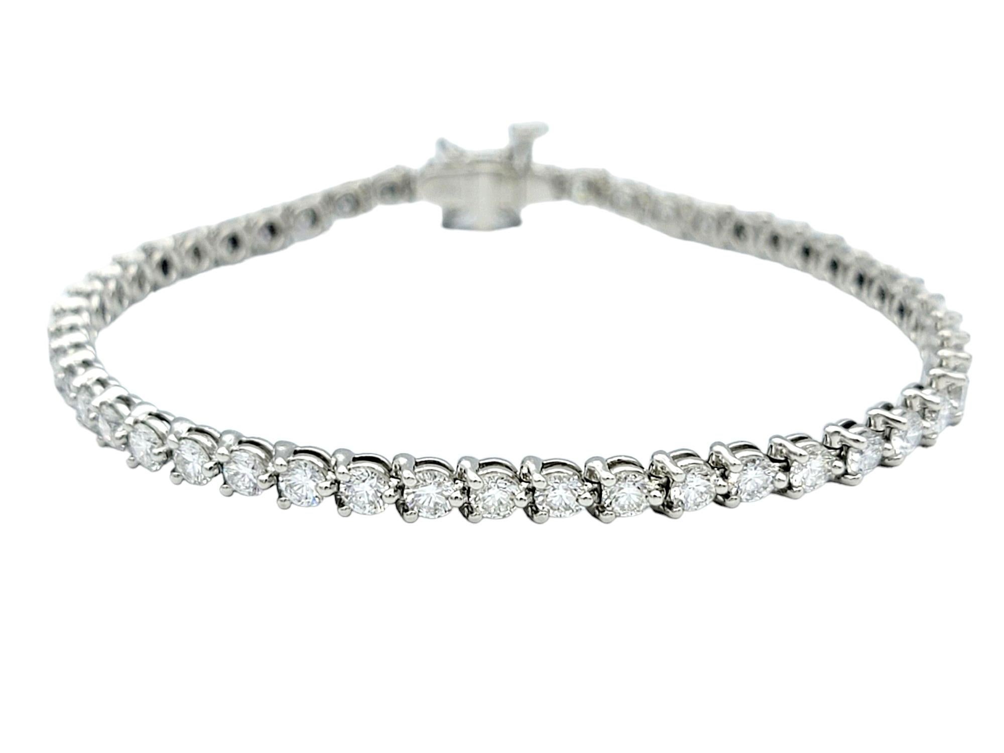 Contemporary 4.49 Carat Total Tiffany & Co. Victoria Diamond Tennis Bracelet Set in Platinum For Sale