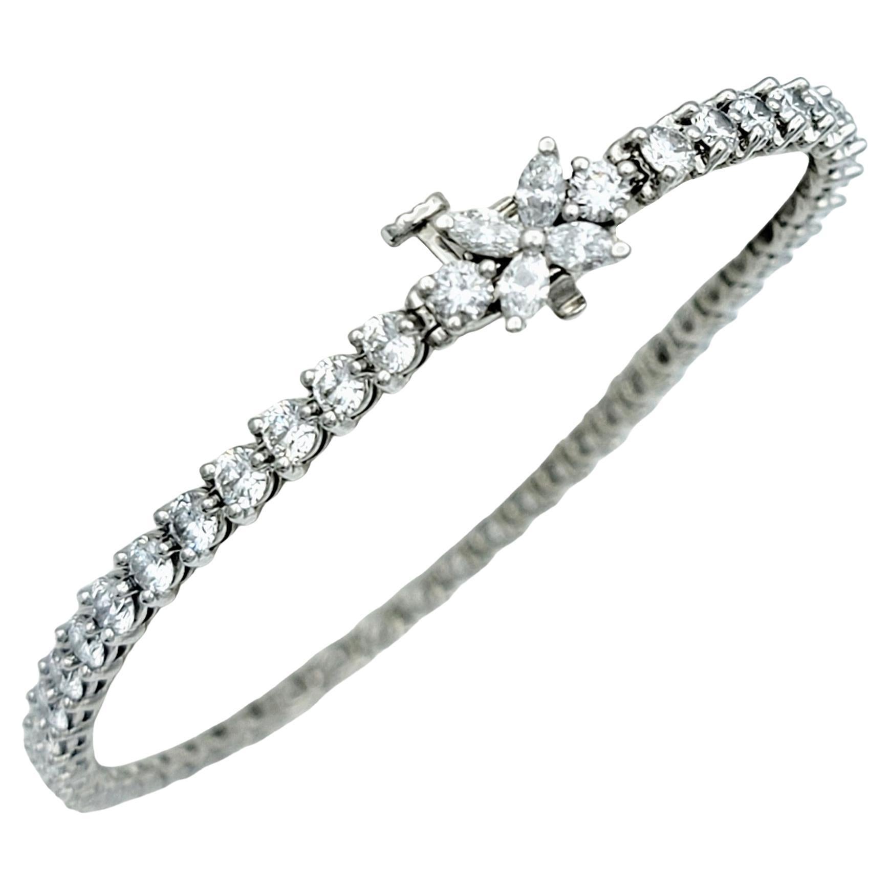 Women's 4.49 Carat Total Tiffany & Co. Victoria Diamond Tennis Bracelet Set in Platinum For Sale