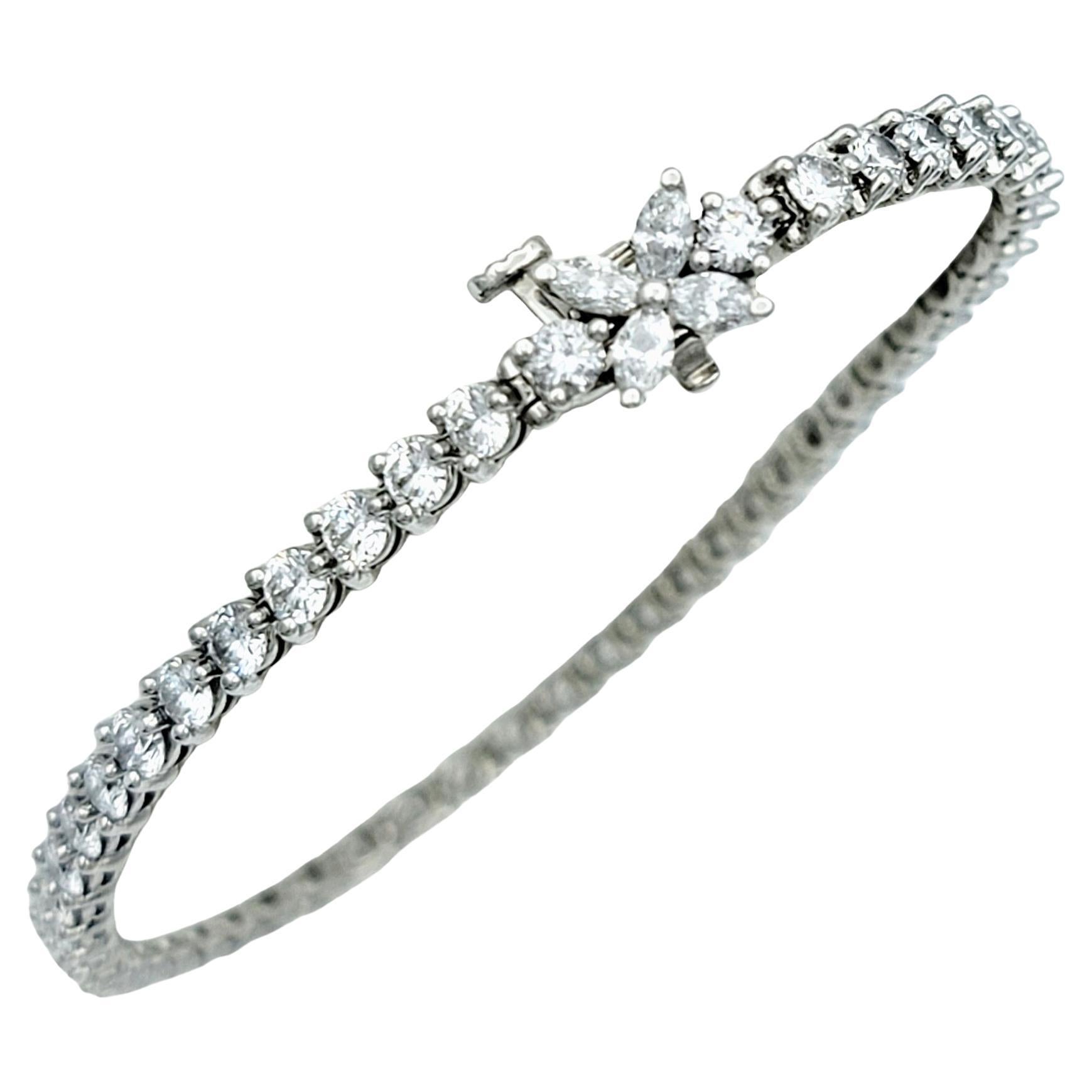 Women's 4.49 Carat Total Tiffany & Co. Victoria Diamond Tennis Bracelet Set in Platinum