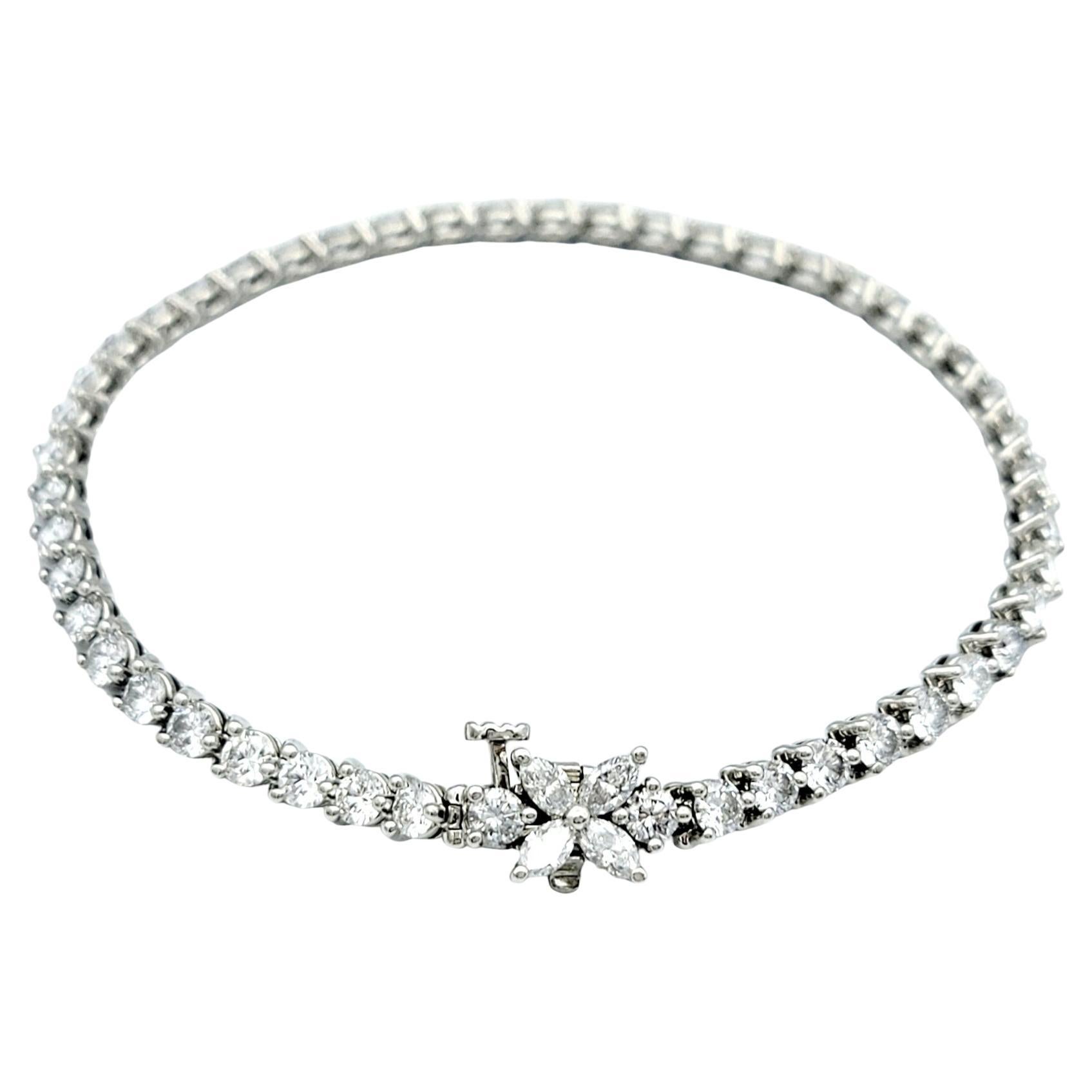 4.49 Carat Total Tiffany & Co. Victoria Diamond Tennis Bracelet Set in Platinum For Sale