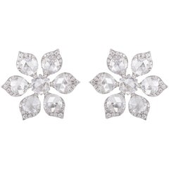Rarever 18K White Gold 4.49 Carat Rose Cut Diamond Earrings Studs