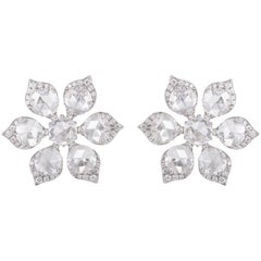 Rarever 18K White Gold 4.49 Carat Rose Cut Diamond Earrings Studs