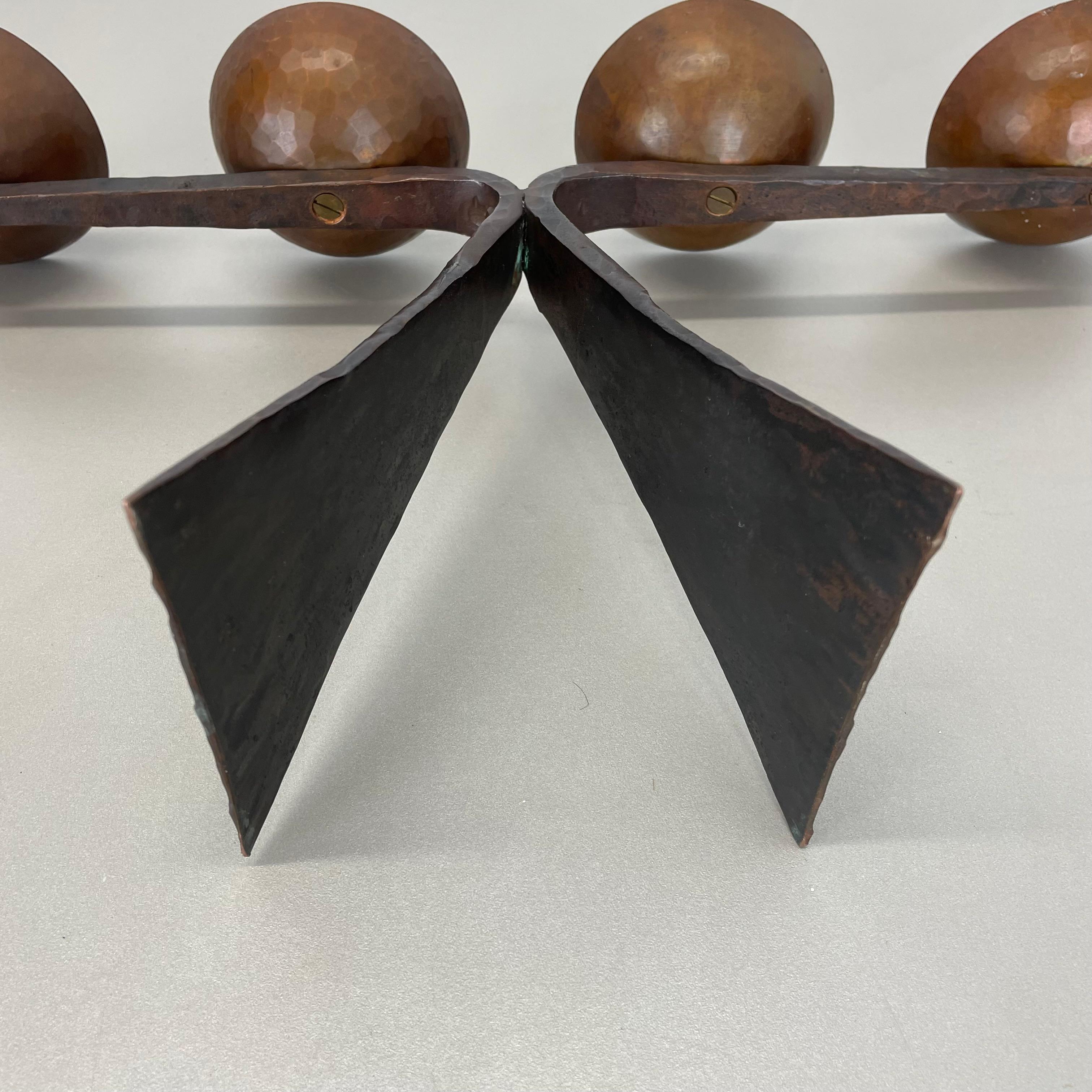 44cm Modernistischer Auböck-Stil Brutalistischer Kupfer-Metall-Kerzenhalter, Österreich 1950er im Angebot 6