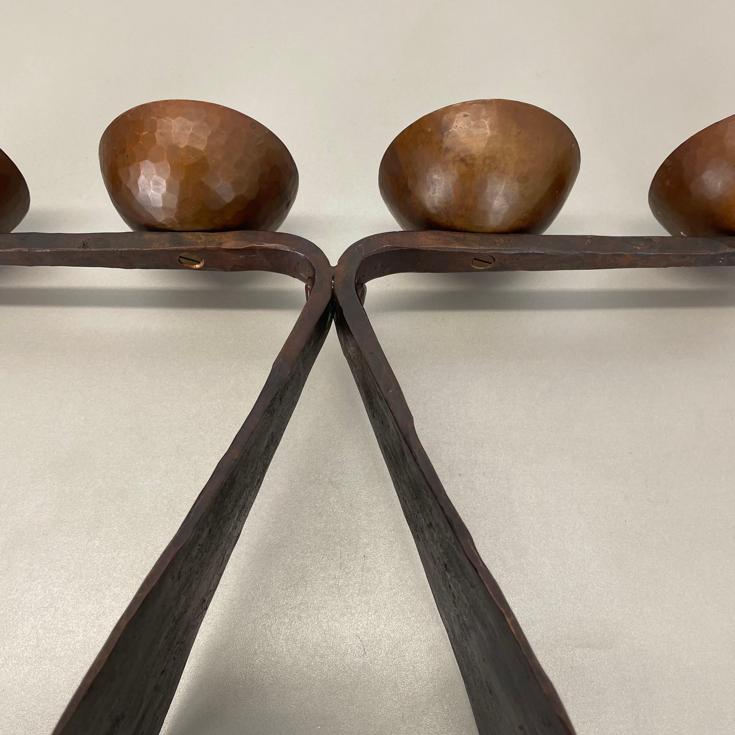 44cm Modernistischer Auböck-Stil Brutalistischer Kupfer-Metall-Kerzenhalter, Österreich 1950er im Angebot 10