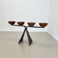 44cm Modernist Auböck Style Brutalist copper metal Candleholder, Austria 1950s