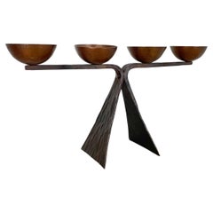 Bougeoir moderniste en métal cuivré de 44 cm, style Auböck Brutalist, Autriche, années 1950
