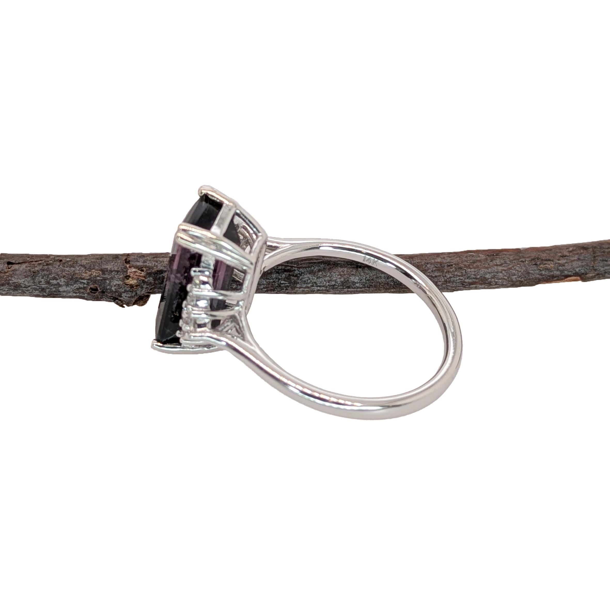 Women's 4.4ct Bicolor Tourmaline Ring w Natural Diamond Accents in Solid 14K White Gold