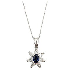 .44ct Blue Sapphire & .40ctw Diamond Anhänger in Platin W/Kette