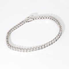 Bracelet de tennis en or blanc 18 carats avec diamant naturel de taille ronde de 4,4 carats -VS/E-F Color