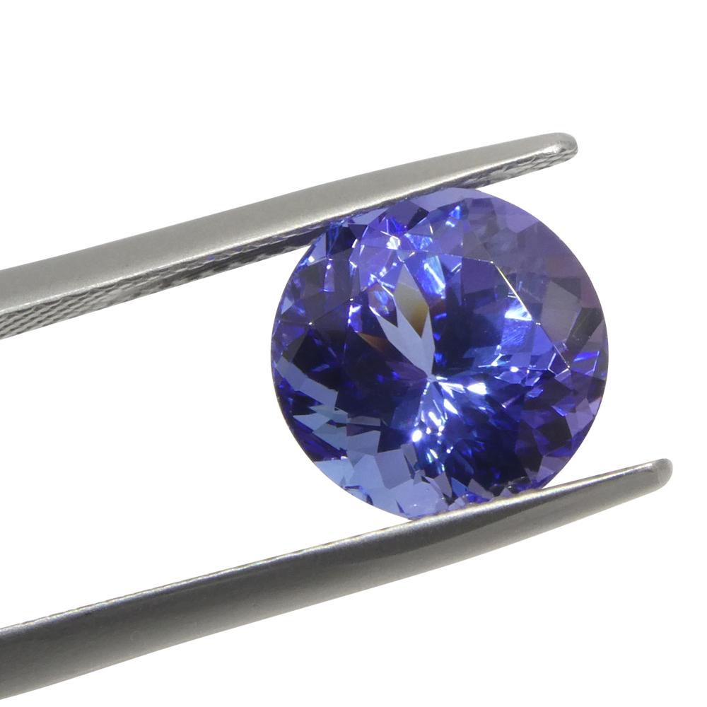 Round Cut 4.4ct Round Violet Blue Tanzanite from Tanzania For Sale