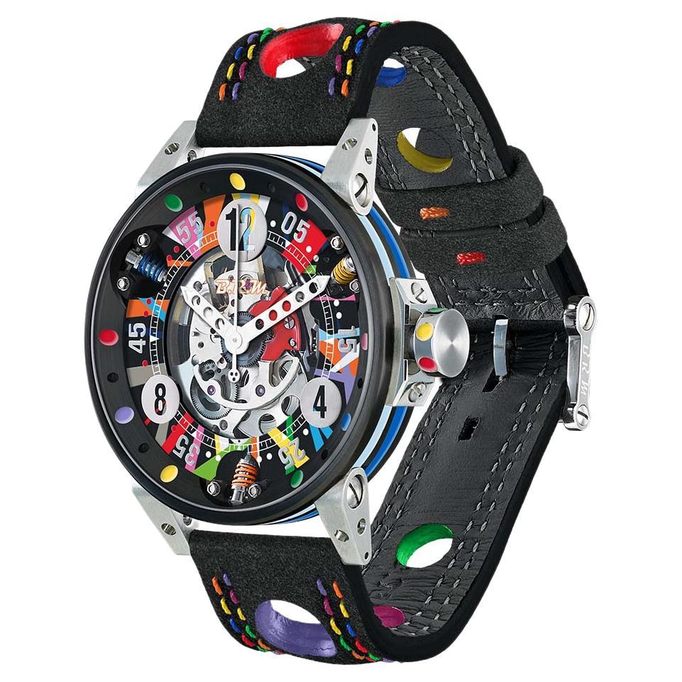 BRM Art Car Automatic Skeleton Dial, Black Stainless Steel, Leather Strap For Sale