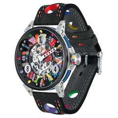 BRM Art Car Automatic Skeleton Dial, Black Stainless Steel, Leather Strap