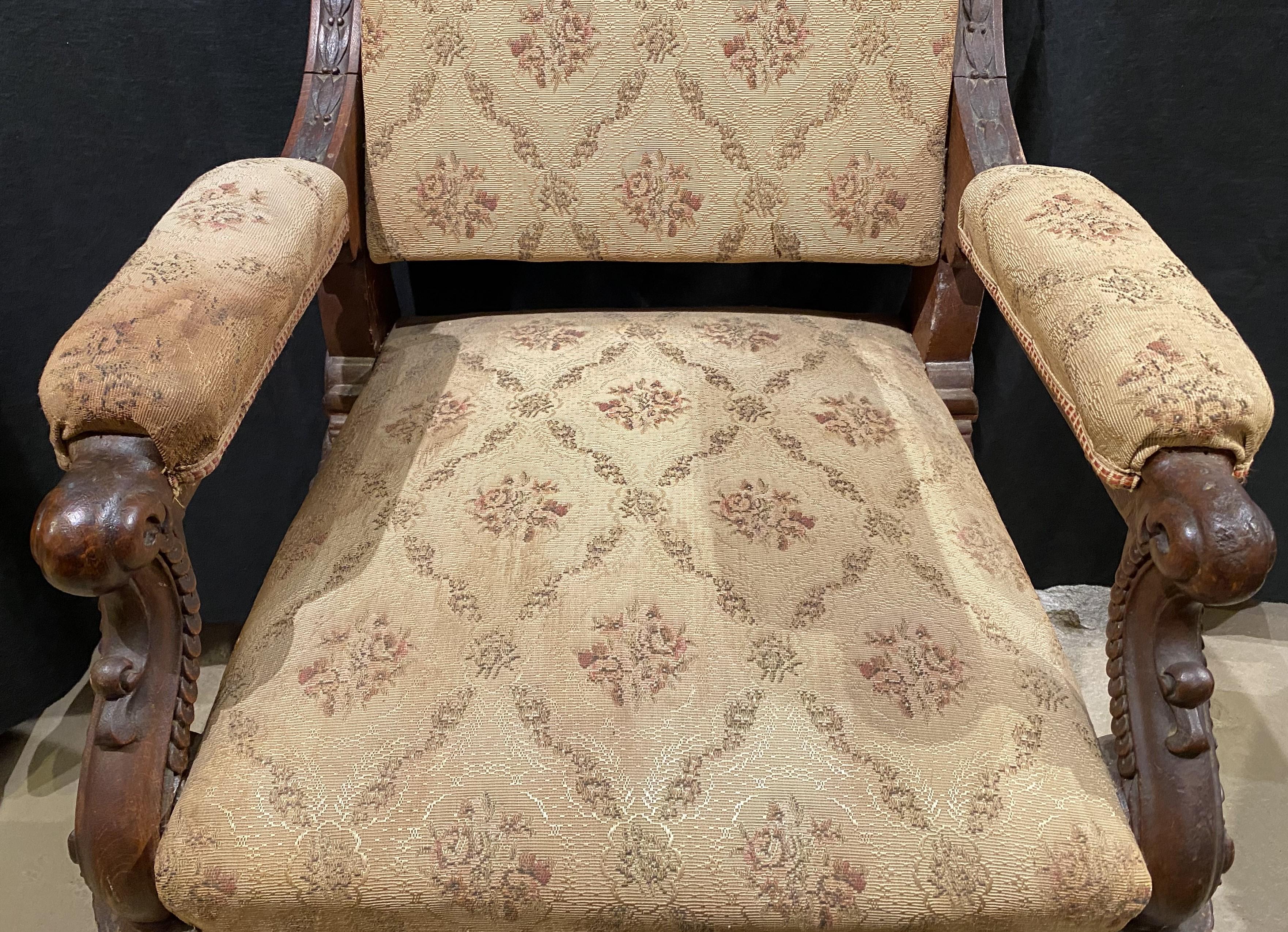 American 44th NH Governor Person C. Cheney Carved & Upholstered US Senate Armchair  For Sale