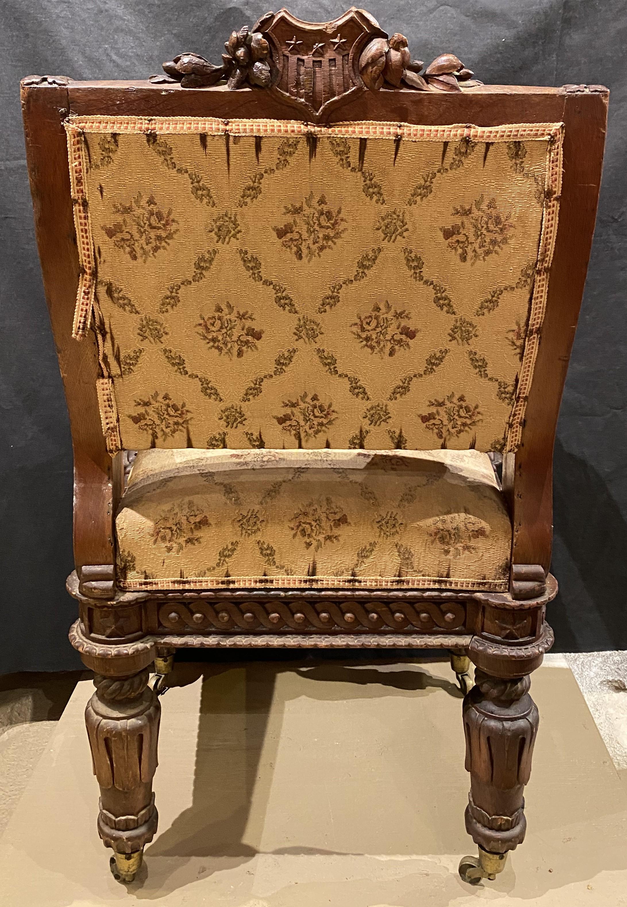 44th NH Governor Person C. Cheney Carved & Upholstered US Senate Armchair  For Sale 2