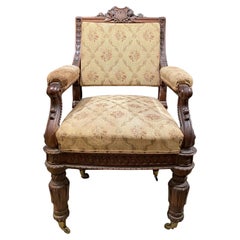 Used 44th NH Governor Person C. Cheney Carved & Upholstered US Senate Armchair 