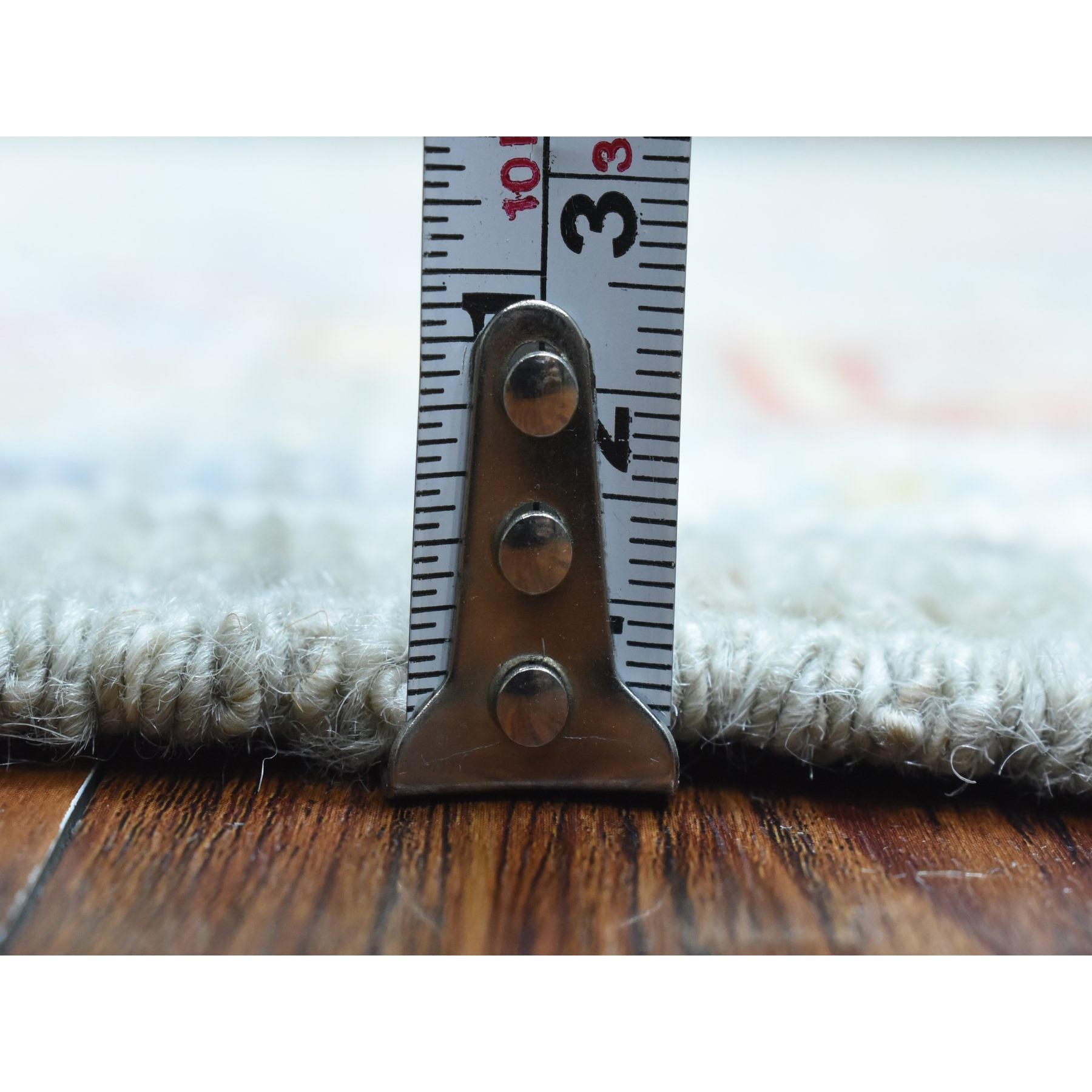 Tapis de couloir large Oushak afghan angora coloré, noué à la main, taupe 4'4